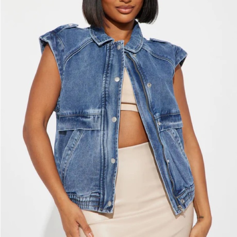 Fashion Nova Blue Denim Oversized Vest - Small - New with Tags